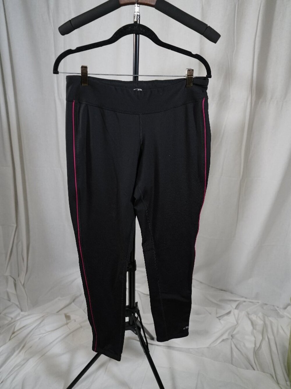 Champion C9 Black Athletic Leggings Pink Stripe Ankle Zip Women’s XL
